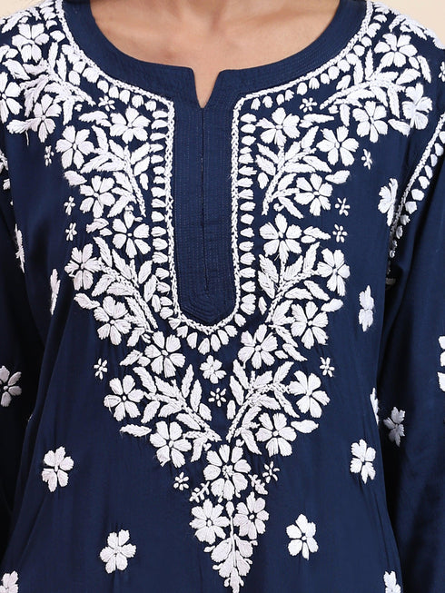 Fizaa Chikankari CO-ORD Set In Modal Cotton for Women In Blue